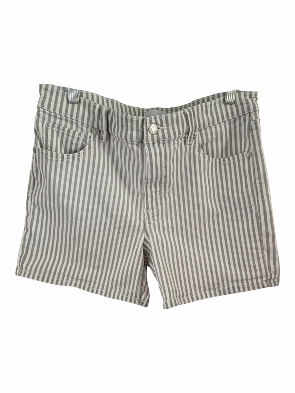 LOFT Gray & White Stripe Denim Roll Short - Size 6